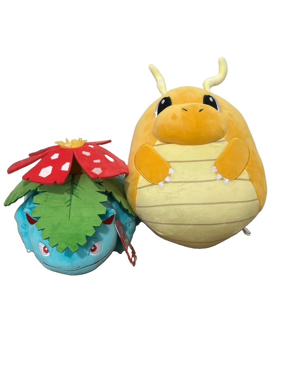 Lot of 2 Plush Dragonite and Venusaur 12” Soft Plush Set With Authentic Detail